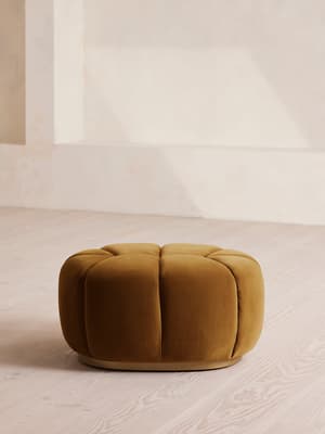 Garret Footstool - Velvet - Mustard - Hover Image