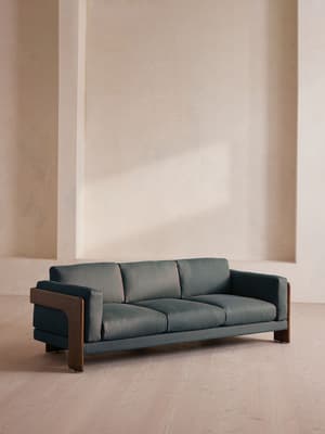 Marcia Three Seater Sofa - Linen - Prussian Blue - US - Listing Image