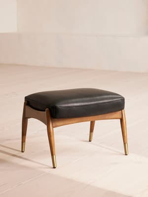 Theodore Footstool - Leather - Black - Listing Image