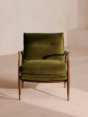 Theodore Armchair - Velvet - Olive - Hover Image