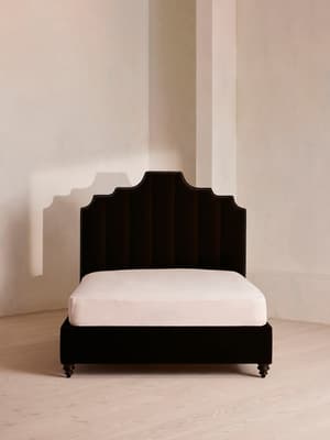 Gerrard Bed - King - Velvet - Chocolate - Hover Image