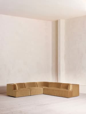 Hamish Sectional Corner Sofa - Velvet - Camel - US - Listing Image