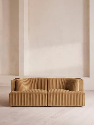 Hamish Sectional Sofa - Three Seater - Velvet - Camel - US - Listing Image
