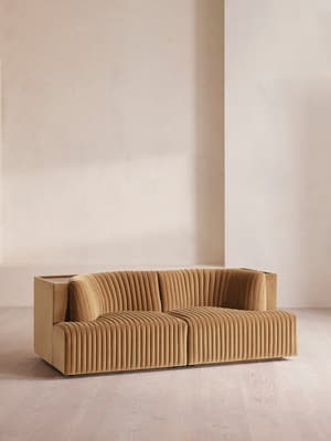 Hamish Sectional Sofa - Three Seater - Velvet - Camel - US - Hover Image
