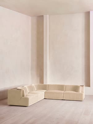 Hamish Sectional Corner Sofa - Velvet - Porcelain - US - Hover Image