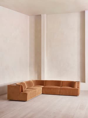 Hamish Sectional Corner Sofa - Velvet - Antique Rose - US - Hover Image