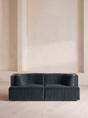 Hamish Modular Sofa - Three Seater - Velvet - Grey Blue - Hover Image