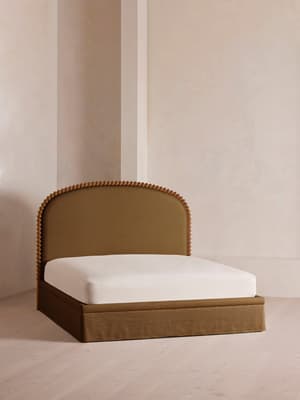 Mika Bed - Queen - Linen - Ochre - US - Listing Image