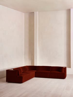 Hamish Sectional Corner Sofa - Velvet - Rust - US - Hover Image