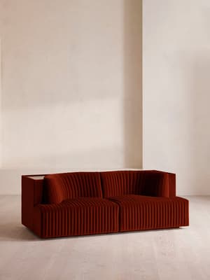Hamish Sectional Sofa - Three Seater - Velvet - Rust - US - Hover Image