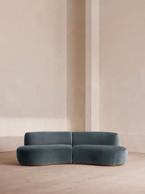 Aline Serpentine Modular Sofa - Three Seater - Grey Blue Velvet - UK - Listing Image
