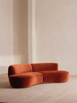 Aline Serpentine Sectional Sofa - Three Seater - Rust Velvet - US - Listing Image
