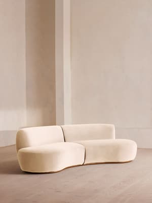 Aline Serpentine Sectional Sofa - Three Seater - Porcelain Velvet - US - Listing Image