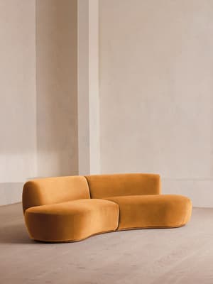 Aline Serpentine Sectional Sofa - Three Seater - Mustard Velvet - US - Listing Image