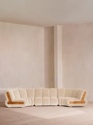 Noelle Sectional Curved Sofa - Six Seater - Velvet Porcelain - US - Hover Image