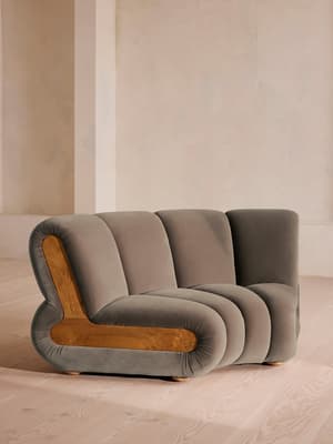 Noelle Modular Curved Armchair - Velvet Taupe - UK - Hover Image