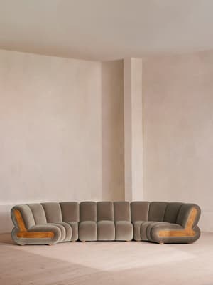 Noelle Sectional Curved Sofa - Six Seater - Velvet Taupe - US - Hover Image