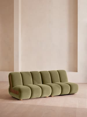 Noelle Modular Sofa - Four Seater - Velvet - Lichen - Hover Image