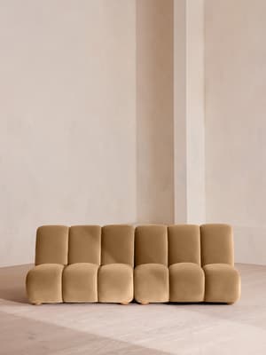 Noelle Sectional Sofa - Four Seater - Velvet - Camel - US - Listing Image
