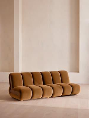 Noelle Modular Sofa - Four Seater - Velvet - Mustard - Hover Image