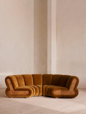 Noelle Modular Curved Sofa - Four Seater - Velvet - Mustard - Listing Image