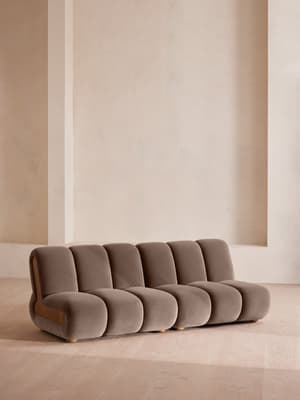 Noelle Modular Sofa - Four Seater - Velvet - Taupe - Hover Image