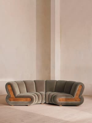 Noelle Modular Curved Sofa - Four Seater - Velvet - Taupe - Listing Image