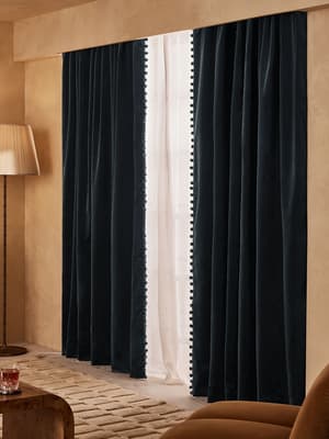 Margeaux Velvet Curtains - Grey Blue - Width 263cm Length 228cm - Listing Image