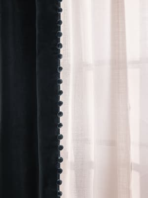 Margeaux Velvet Curtains - Grey Blue - Width 263cm Length 228cm - Hover Image
