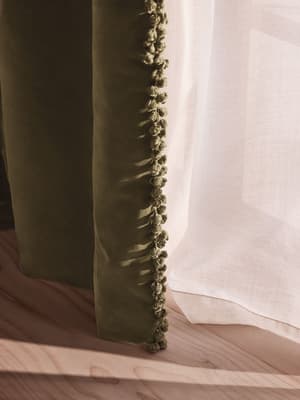 Margeaux Velvet Curtains - Lichen - Width 263cm Length 228cm - Hover Image