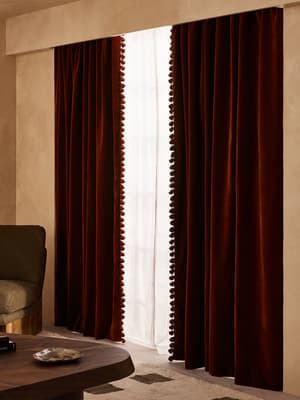 Margeaux Velvet Curtains - Rust - Width 263cm Length 274cm - Listing Image