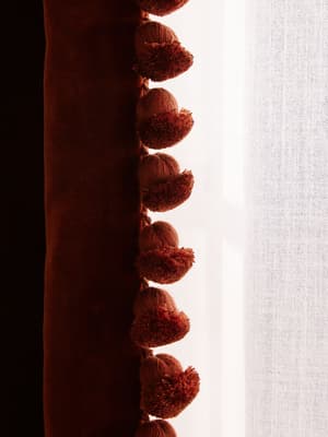 Margeaux Velvet Curtains - Rust - Width 263cm Length 274cm - Hover Image