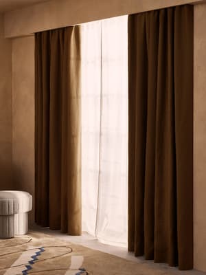 Vinnie Linen Curtains - Ochre - Width 263cm Length 228cm - Listing Image