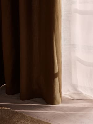 Vinnie Linen Curtains - Ochre - Width 263cm Length 228cm - Hover Image