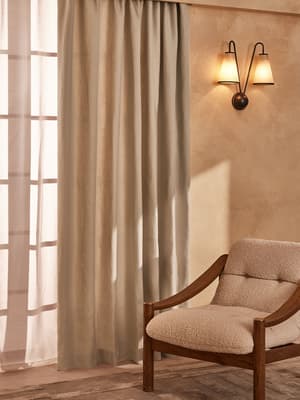 Vinnie Linen Curtains - Bisque - Width 263cm Length 228cm - Listing Image