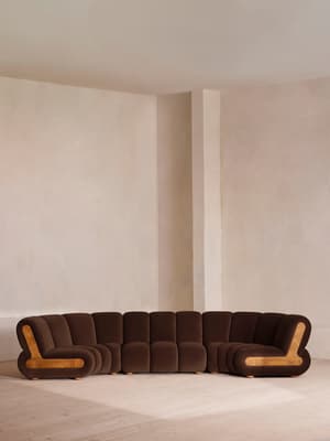 Noelle Modular Curved Sofa - Six Seater - Velvet Chocolate Brown - Listing Image