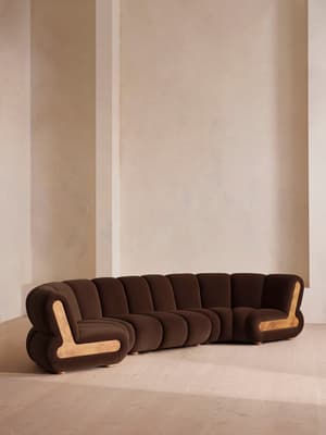 Noelle Modular Curved Sofa - Six Seater - Velvet Chocolate Brown - Hover Image