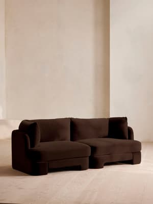 Odell Sectional Sofa - Three Seater - Velvet - Chocolate - US - Hover Image