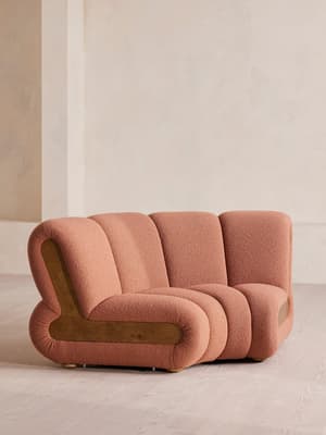 Noelle Modular Curved Armchair - Textured Wool Boucle - Coral -  - UK - Hover Image