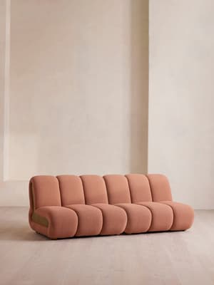 Noelle Modular Sofa - Four Seater - Textured Wool Boucle - Coral - Listing Image