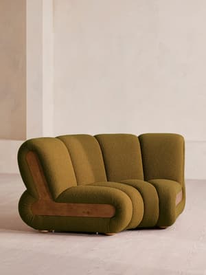 Noelle Modular Curved Armchair - Textured Wool Boucle - Kelp -  - UK - Hover Image