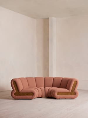 Noelle Sectional Curved Sofa - Four Seater - Textured Wool Boucle - Coral - US - Listing Image