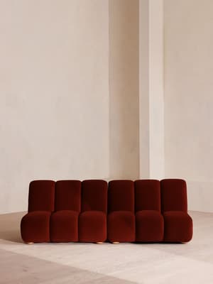 Noelle Modular Sofa - Four Seater - Velvet - Rust - Hover Image