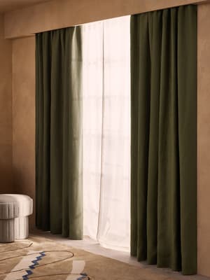 Vinnie Linen Curtains - Sage - Width 263cm Length 228cm - Listing Image
