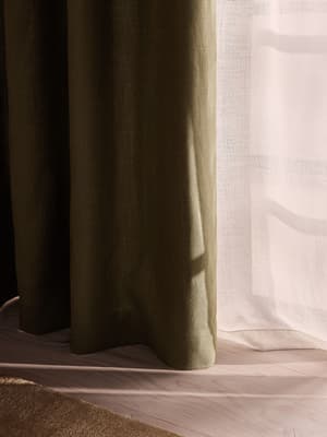 Vinnie Linen Curtains - Sage - Width 263cm Length 228cm - Hover Image