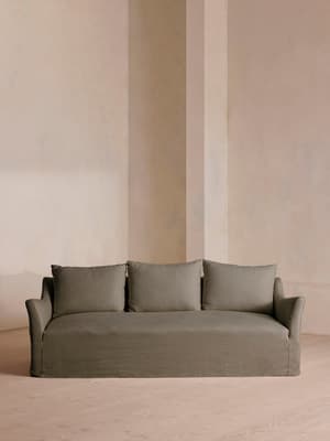 Roma Three Seater Sofa - Linen - Mushroom - US - Listing Image