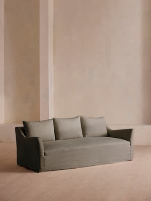 Roma Three Seater Sofa - Linen - Mushroom - US - Hover Image