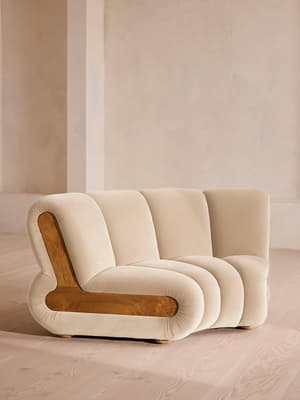 Noelle Modular Curved Armchair - Velvet Porcelain - UK - Hover Image