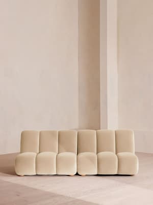 Noelle Modular Sofa - Four Seater - Velvet - Porcelain - Hover Image