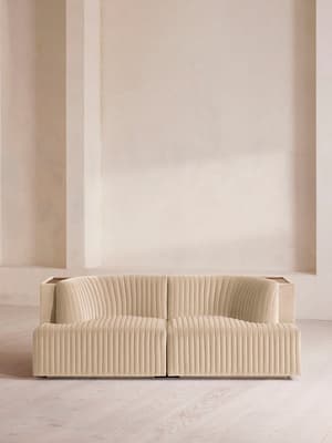 Hamish Modular Sofa - Three Seater - Velvet - Porcelain - Hover Image